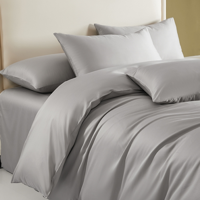 91家纺网 家纺一手货源 找家纺 洽想家 2025新款纯色双拼80支长绒棉四件套 浅灰-