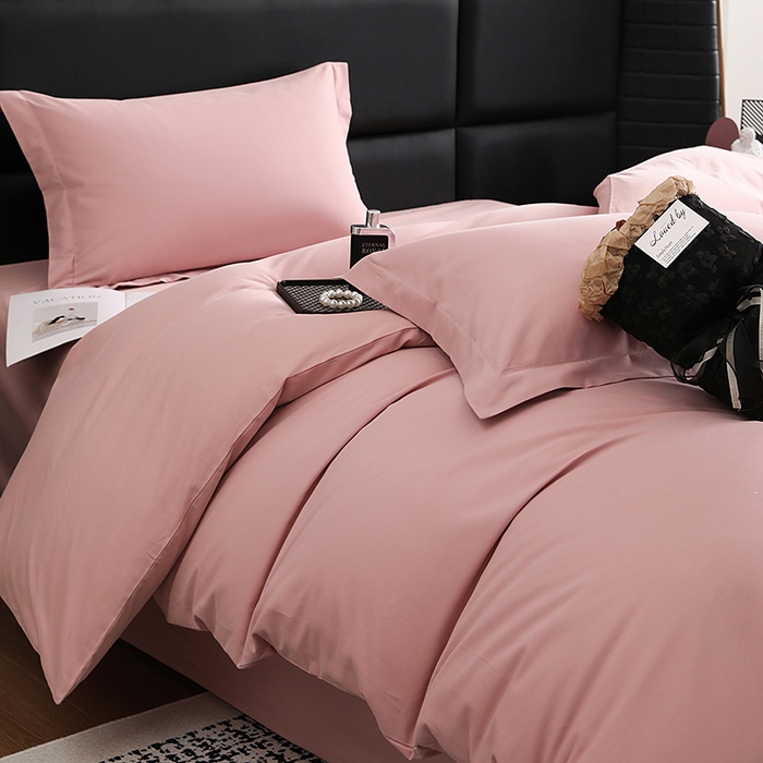 91家纺网 家纺一手货源 找家纺 洽想家 2025新款全棉磨毛纯色四件套 藕肤色