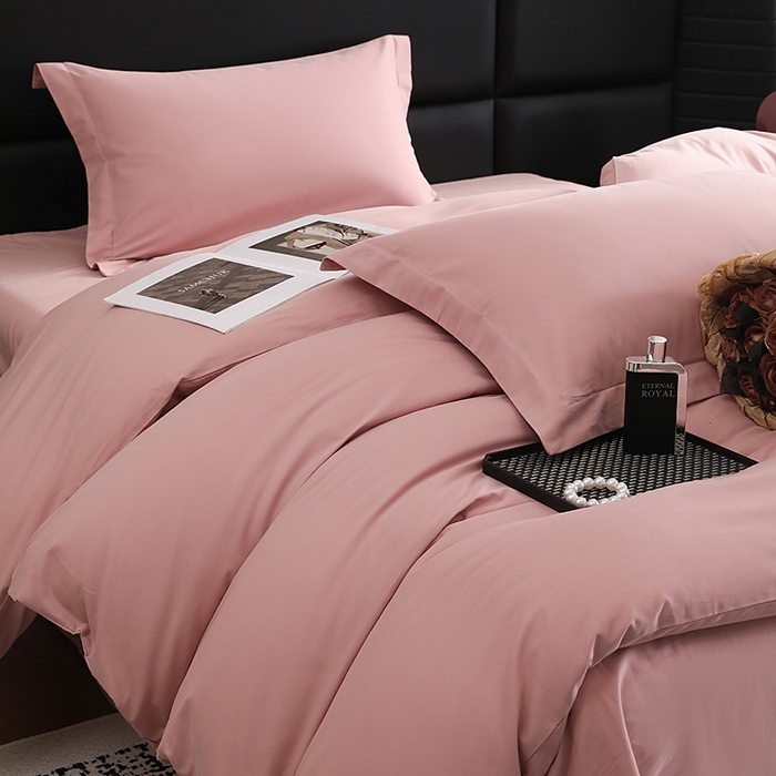 91家纺网 家纺一手货源 找家纺 洽想家 2025新款全棉磨毛纯色四件套 藕肤色