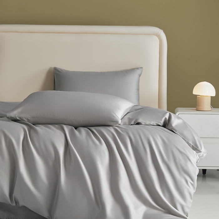 91家纺网 家纺一手货源 找家纺 洽想家 2025新款纯色双拼80支长绒棉四件套 浅灰-