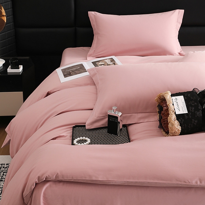 91家纺网 家纺一手货源 找家纺 洽想家 2025新款全棉磨毛纯色四件套 藕肤色