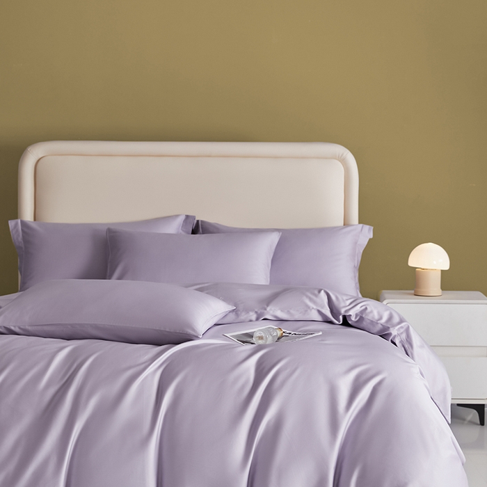 91家纺网 家纺一手货源 找家纺 洽想家 2025新款纯色双拼80支长绒棉四件套 糖果紫-