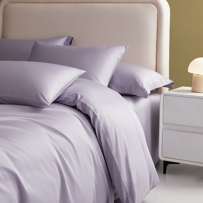 洽想家 2025新款纯色双拼80支长绒棉四件套 糖果紫-