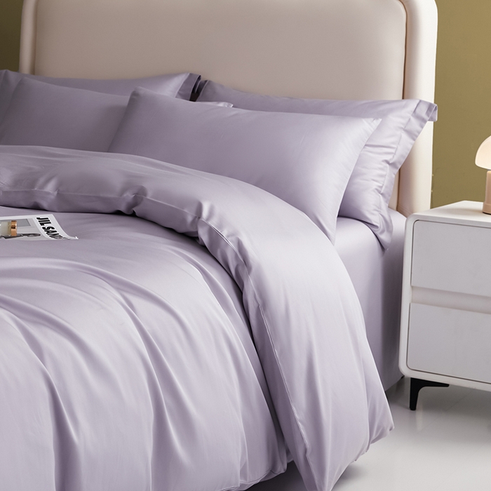 91家纺网 家纺一手货源 找家纺 洽想家 2025新款纯色双拼80支长绒棉四件套 糖果紫-