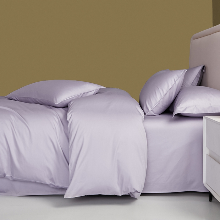 91家纺网 家纺一手货源 找家纺 洽想家 2025新款纯色双拼80支长绒棉四件套 糖果紫-