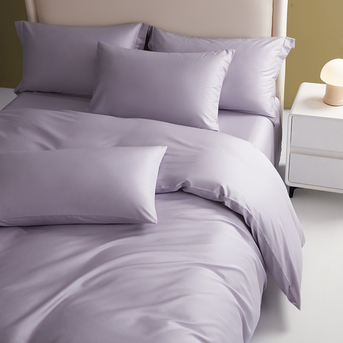 91家纺网 家纺一手货源 找家纺 洽想家 2025新款纯色双拼80支长绒棉四件套 糖果紫-