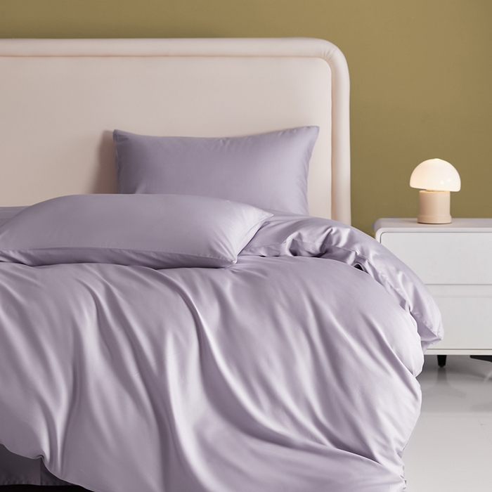 91家纺网 家纺一手货源 找家纺 洽想家 2025新款纯色双拼80支长绒棉四件套 糖果紫-