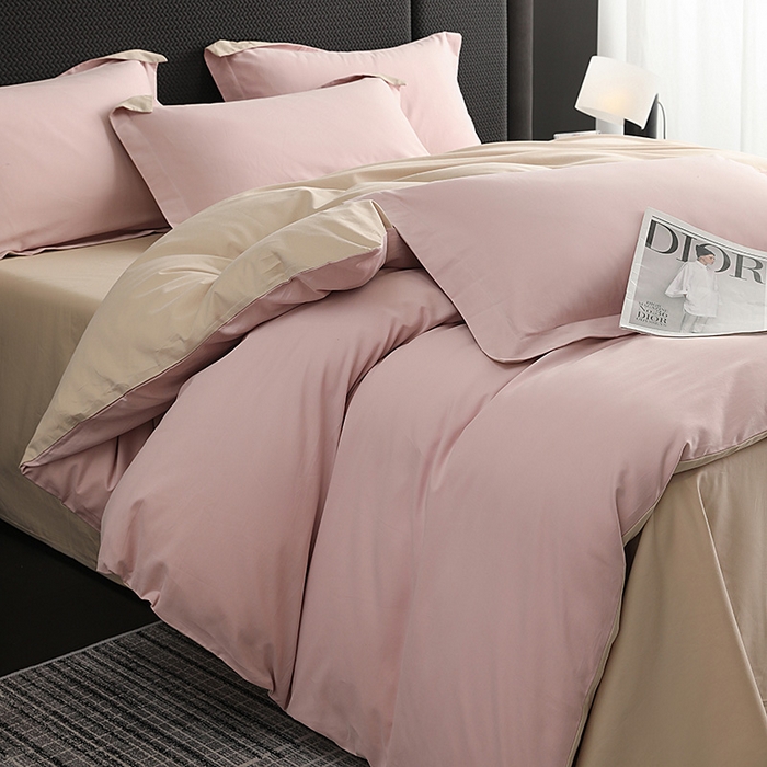 91家纺网 家纺一手货源 找家纺 洽想家 2025新款全棉磨毛纯色四件套 浅玉粉粉糖