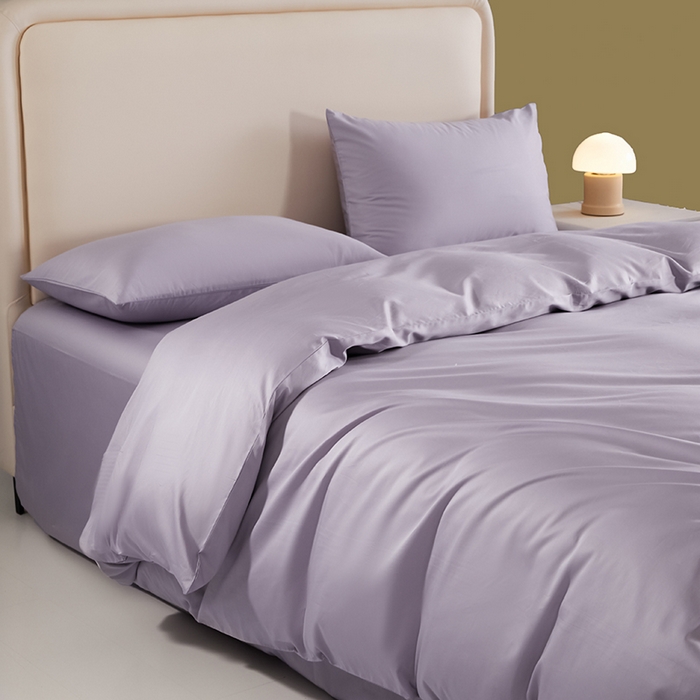 91家纺网 家纺一手货源 找家纺 洽想家 2025新款纯色双拼80支长绒棉四件套 糖果紫-