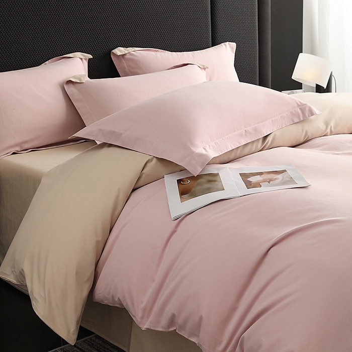 91家纺网 家纺一手货源 找家纺 洽想家 2025新款全棉磨毛纯色四件套 浅玉粉粉糖