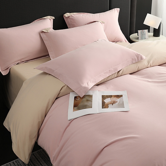 91家纺网 家纺一手货源 找家纺 洽想家 2025新款全棉磨毛纯色四件套 浅玉粉粉糖