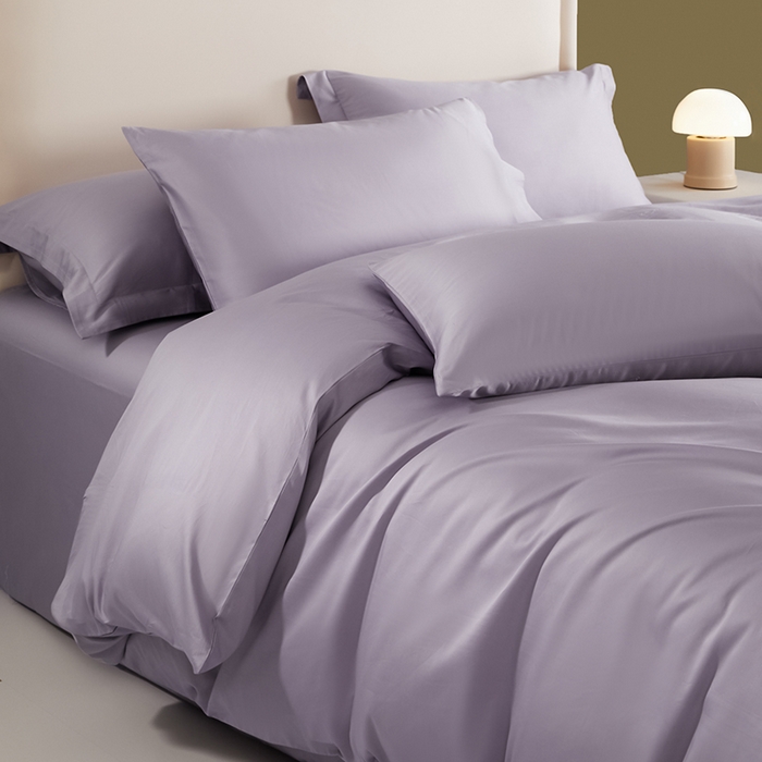 91家纺网 家纺一手货源 找家纺 洽想家 2025新款纯色双拼80支长绒棉四件套 糖果紫-