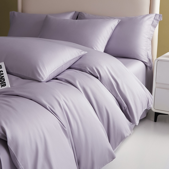 91家纺网 家纺一手货源 找家纺 洽想家 2025新款纯色双拼80支长绒棉四件套 糖果紫-