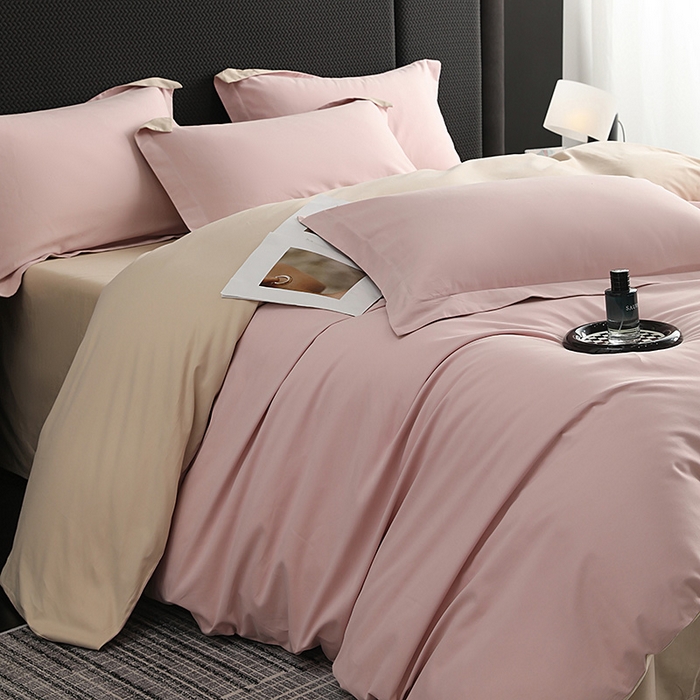 91家纺网 家纺一手货源 找家纺 洽想家 2025新款全棉磨毛纯色四件套 浅玉粉粉糖