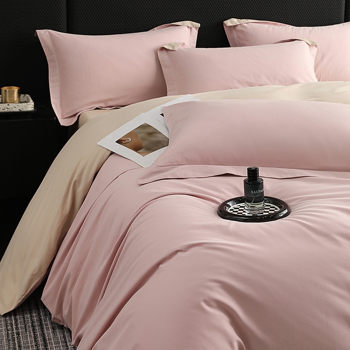 91家纺网 家纺一手货源 找家纺 洽想家 2025新款全棉磨毛纯色四件套 浅玉粉粉糖