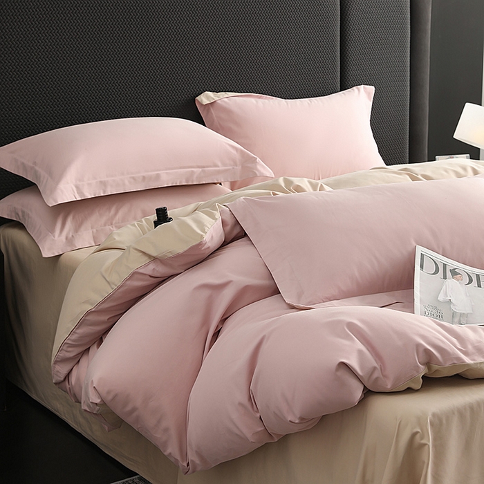 91家纺网 家纺一手货源 找家纺 洽想家 2025新款全棉磨毛纯色四件套 浅玉粉粉糖