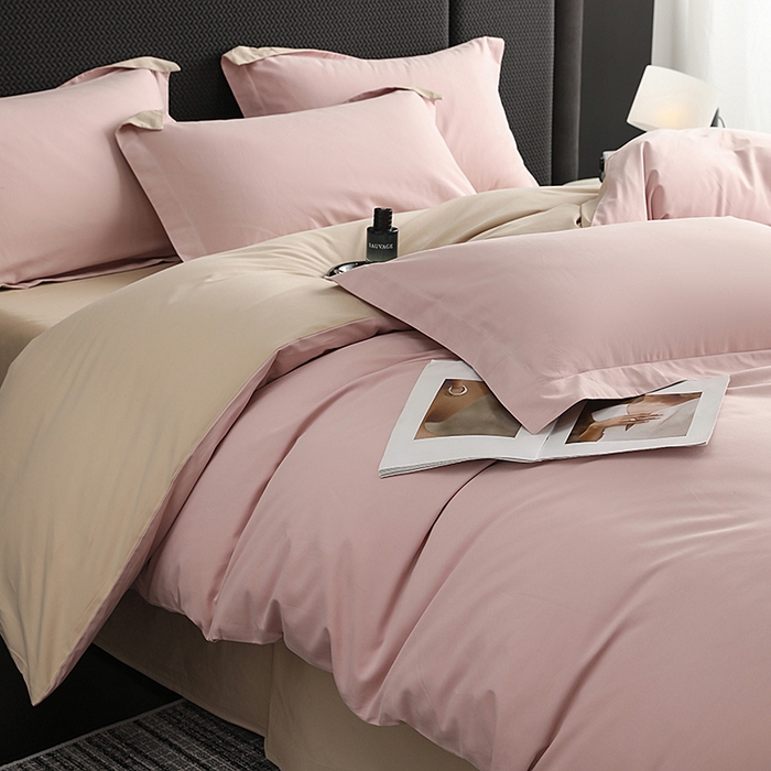 91家纺网 家纺一手货源 找家纺 洽想家 2025新款全棉磨毛纯色四件套 浅玉粉粉糖