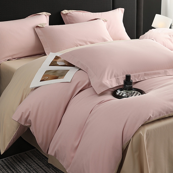 91家纺网 家纺一手货源 找家纺 洽想家 2025新款全棉磨毛纯色四件套 浅玉粉粉糖