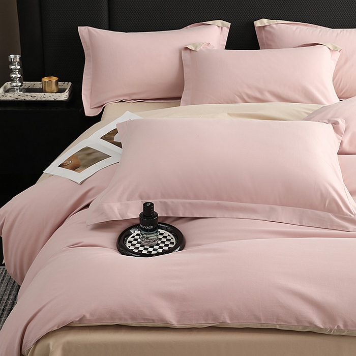 91家纺网 家纺一手货源 找家纺 洽想家 2025新款全棉磨毛纯色四件套 浅玉粉粉糖