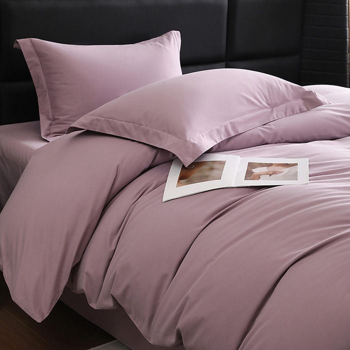 91家纺网 家纺一手货源 找家纺 洽想家 2025新款全棉磨毛纯色四件套 浅紫