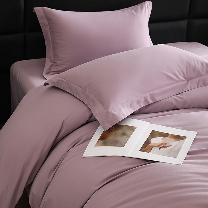 91家纺网 家纺一手货源 找家纺 洽想家 2025新款全棉磨毛纯色四件套 浅紫