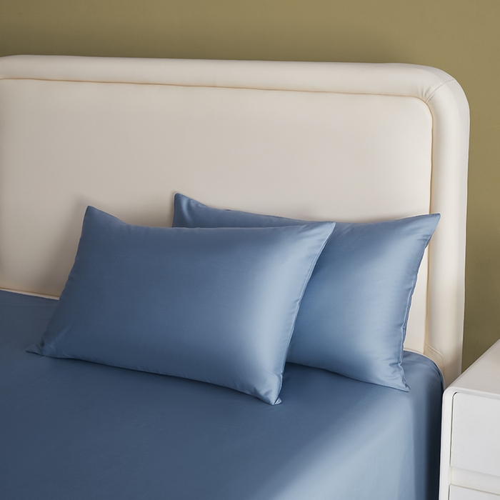 91家纺网 家纺一手货源 找家纺 洽想家 2025新款纯色双拼80支长绒棉四件套 天蓝-