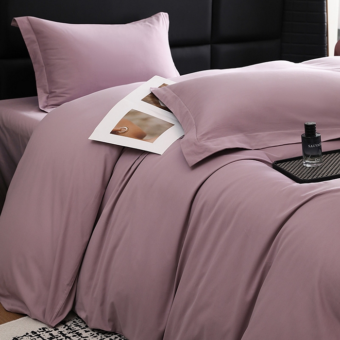 91家纺网 家纺一手货源 找家纺 洽想家 2025新款全棉磨毛纯色四件套 浅紫