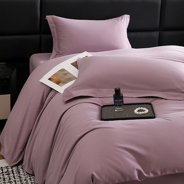 91家纺网 家纺一手货源 找家纺 洽想家 2025新款全棉磨毛纯色四件套 浅紫