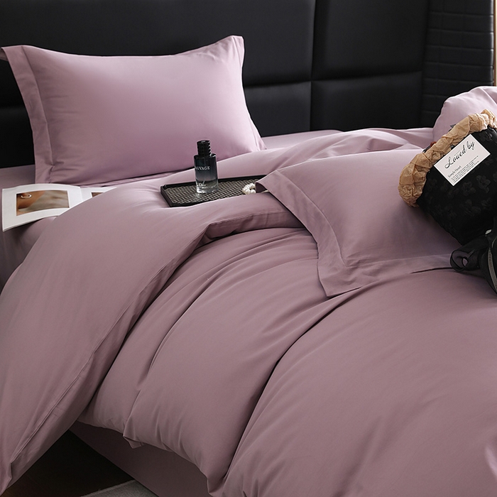 91家纺网 家纺一手货源 找家纺 洽想家 2025新款全棉磨毛纯色四件套 浅紫