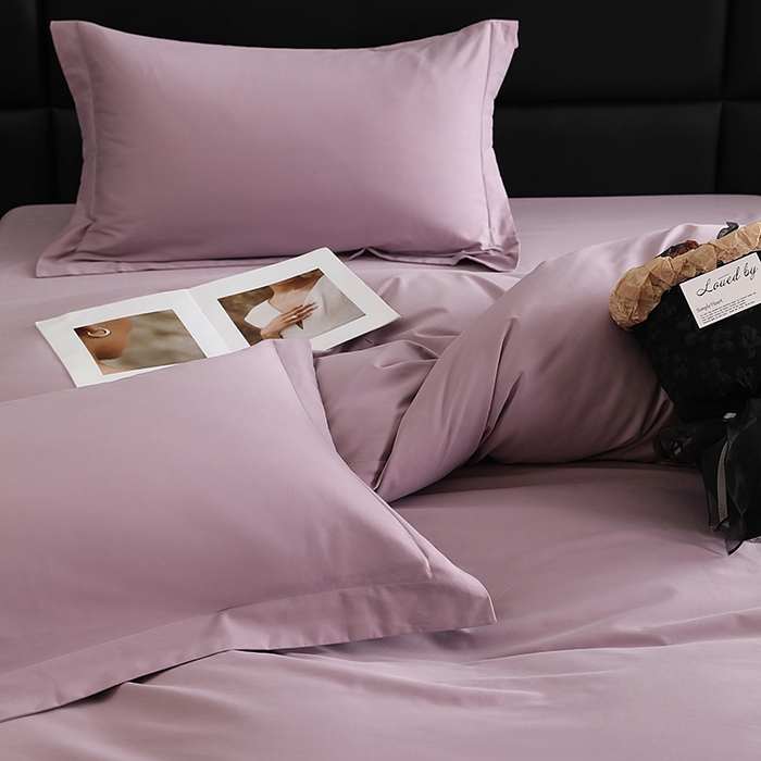 91家纺网 家纺一手货源 找家纺 洽想家 2025新款全棉磨毛纯色四件套 浅紫