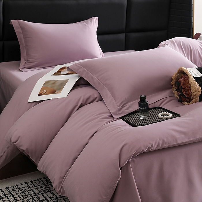91家纺网 家纺一手货源 找家纺 洽想家 2025新款全棉磨毛纯色四件套 浅紫