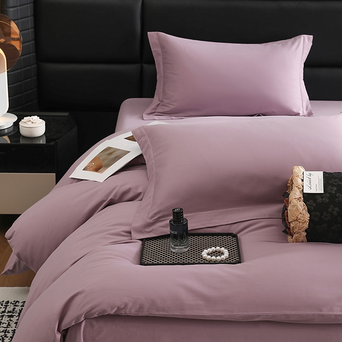 91家纺网 家纺一手货源 找家纺 洽想家 2025新款全棉磨毛纯色四件套 浅紫