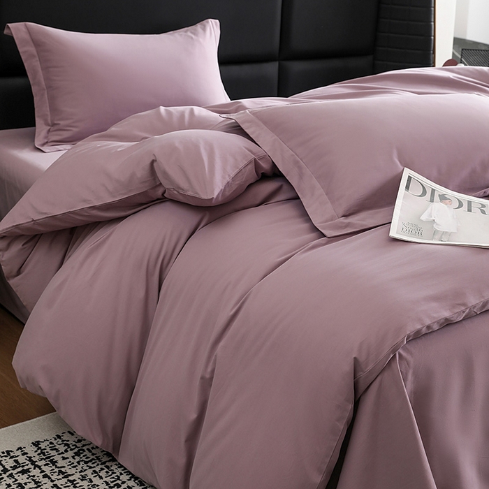91家纺网 家纺一手货源 找家纺 洽想家 2025新款全棉磨毛纯色四件套 浅紫