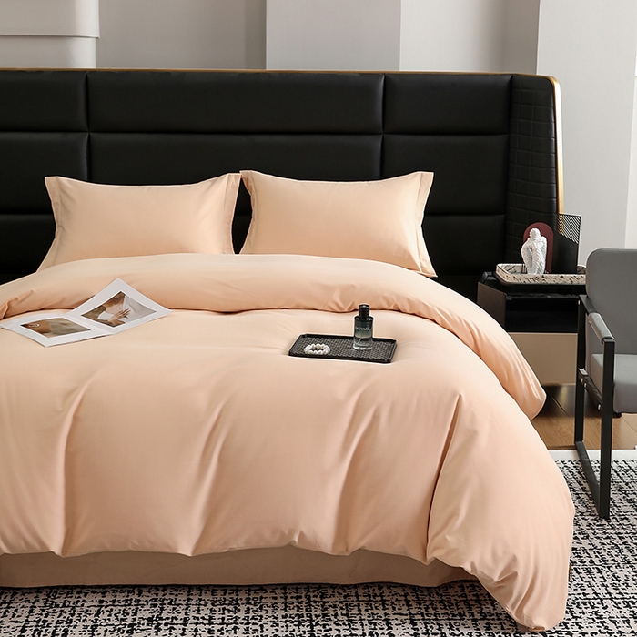 91家纺网 家纺一手货源 找家纺 洽想家 2025新款全棉磨毛纯色四件套 巧克力