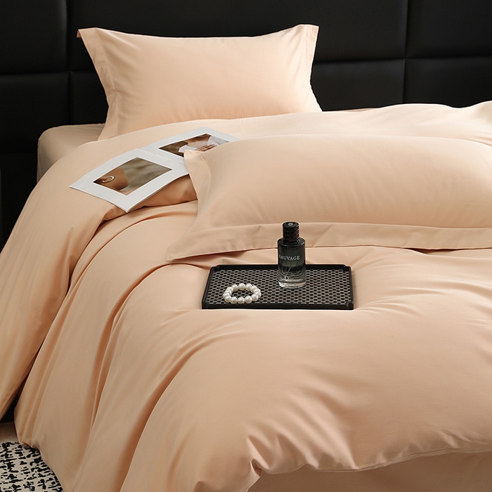 91家纺网 家纺一手货源 找家纺 洽想家 2025新款全棉磨毛纯色四件套 巧克力