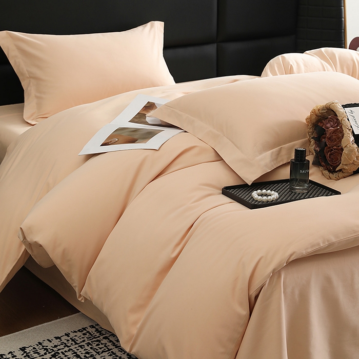 91家纺网 家纺一手货源 找家纺 洽想家 2025新款全棉磨毛纯色四件套 巧克力