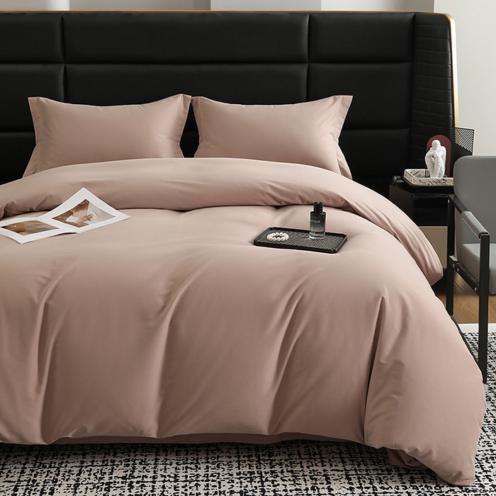 91家纺网 家纺一手货源 找家纺 洽想家 2025新款全棉磨毛纯色四件套 绒丝拿铁