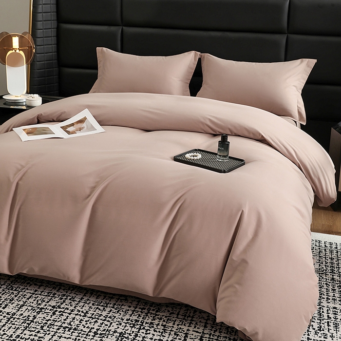 91家纺网 家纺一手货源 找家纺 洽想家 2025新款全棉磨毛纯色四件套 绒丝拿铁