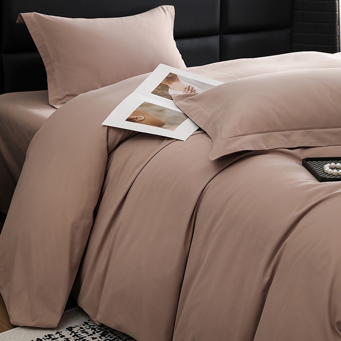 91家纺网 家纺一手货源 找家纺 洽想家 2025新款全棉磨毛纯色四件套 绒丝拿铁