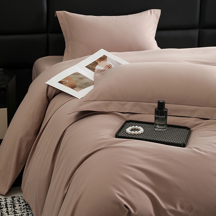 91家纺网 家纺一手货源 找家纺 洽想家 2025新款全棉磨毛纯色四件套 绒丝拿铁