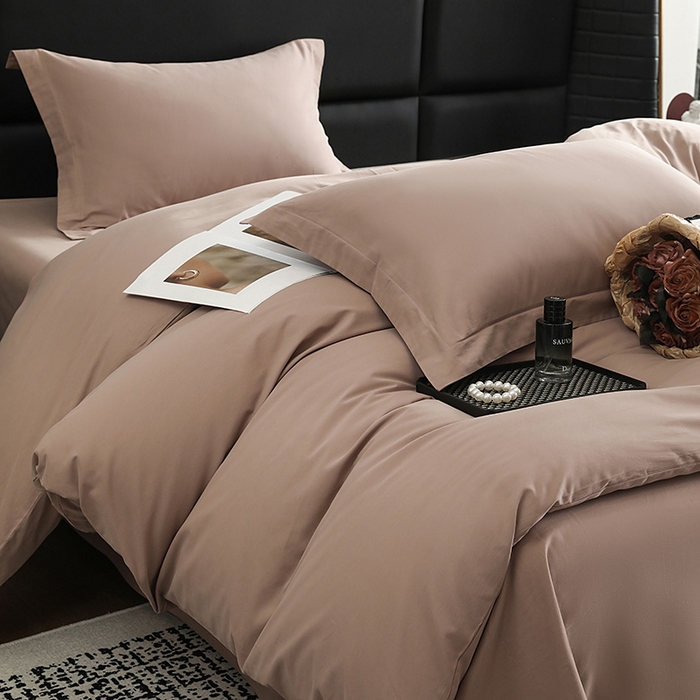 91家纺网 家纺一手货源 找家纺 洽想家 2025新款全棉磨毛纯色四件套 绒丝拿铁