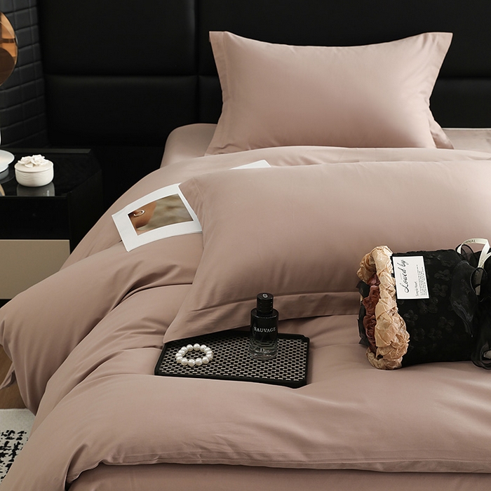 91家纺网 家纺一手货源 找家纺 洽想家 2025新款全棉磨毛纯色四件套 绒丝拿铁