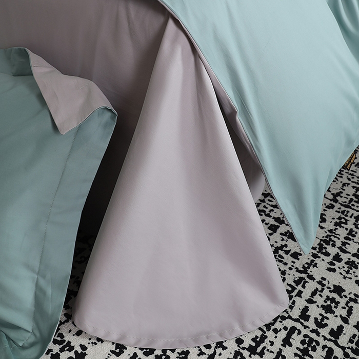 91家纺网 家纺一手货源 找家纺 洽想家 2025新款全棉磨毛纯色四件套 森林绿拼浅灰