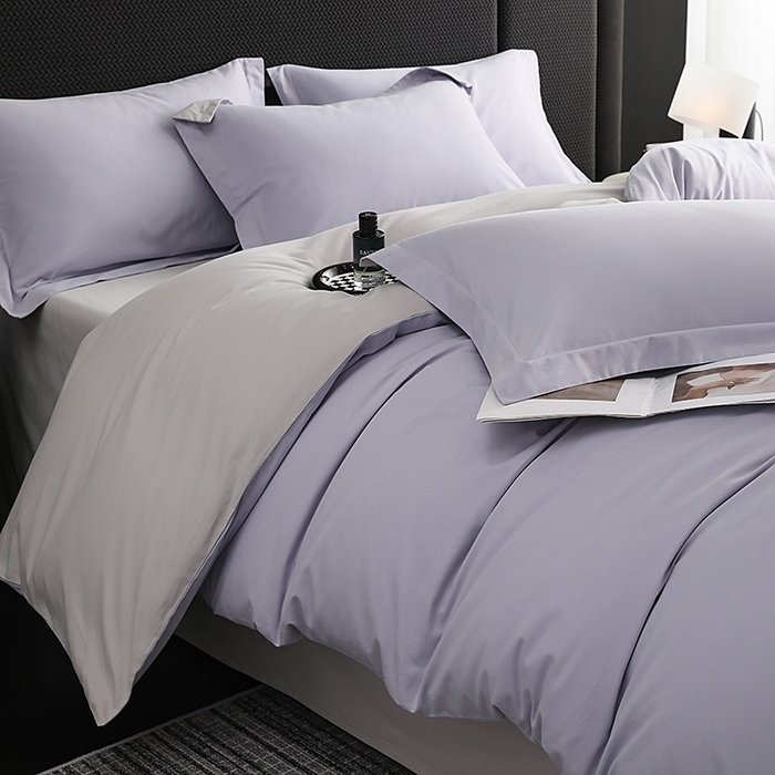 91家纺网 家纺一手货源 找家纺 洽想家 2025新款全棉磨毛纯色四件套 薰衣草浅灰