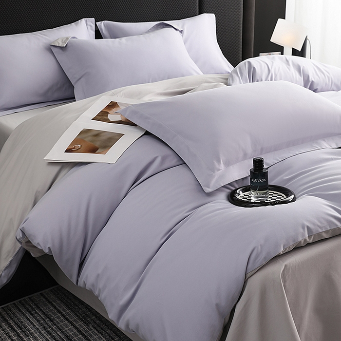 91家纺网 家纺一手货源 找家纺 洽想家 2025新款全棉磨毛纯色四件套 薰衣草浅灰