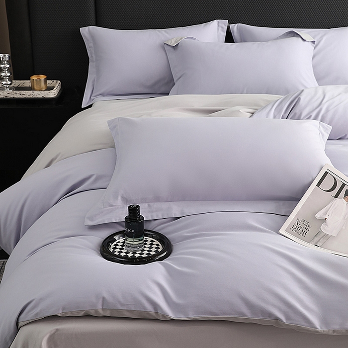 91家纺网 家纺一手货源 找家纺 洽想家 2025新款全棉磨毛纯色四件套 薰衣草浅灰