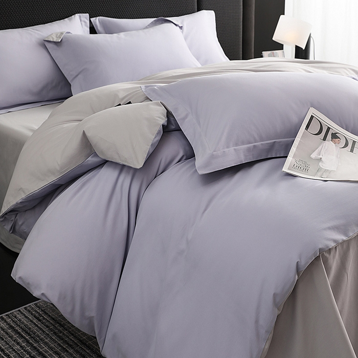 91家纺网 家纺一手货源 找家纺 洽想家 2025新款全棉磨毛纯色四件套 薰衣草浅灰
