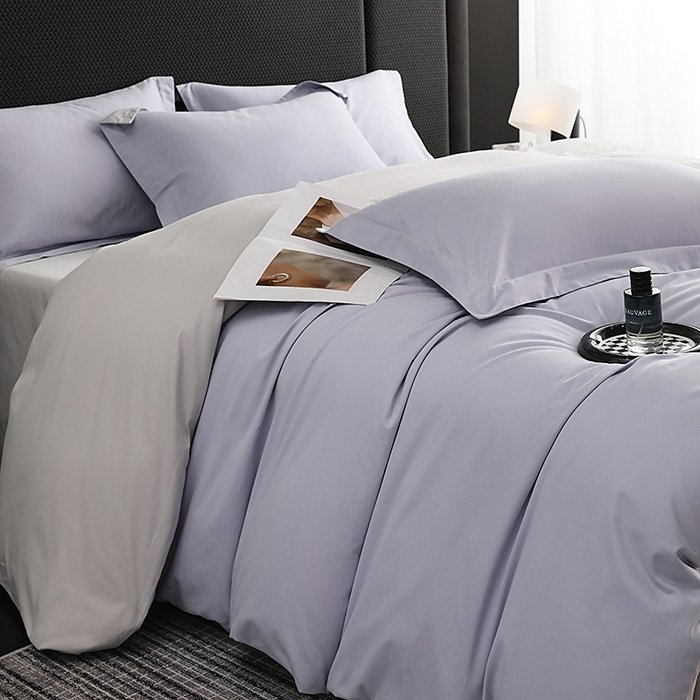 91家纺网 家纺一手货源 找家纺 洽想家 2025新款全棉磨毛纯色四件套 薰衣草浅灰