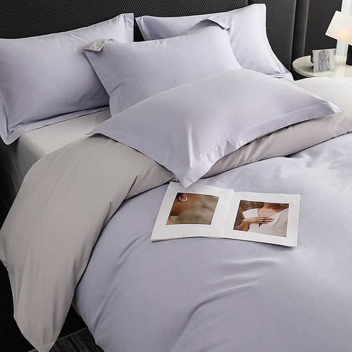 91家纺网 家纺一手货源 找家纺 洽想家 2025新款全棉磨毛纯色四件套 薰衣草浅灰