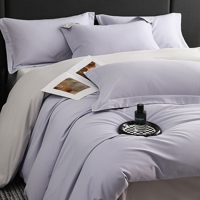 91家纺网 家纺一手货源 找家纺 洽想家 2025新款全棉磨毛纯色四件套 薰衣草浅灰